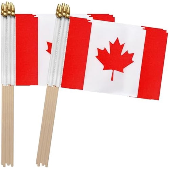 Zaioo Canada Stick Flag Canadian Small Mini Hand Held Flags,5x8 Inch,12 Pack