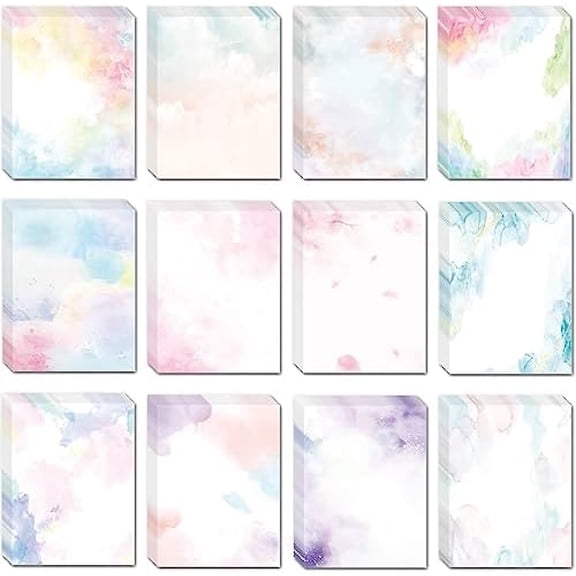 Zaioo Watercolor Stationary Paper, 100 gsm Printer Paper 8.5 x 11, 12 designs, Double-Sided, Colored Paper for Writing Letters and Invitations, Writing Paper for Business or Personal Use (96)