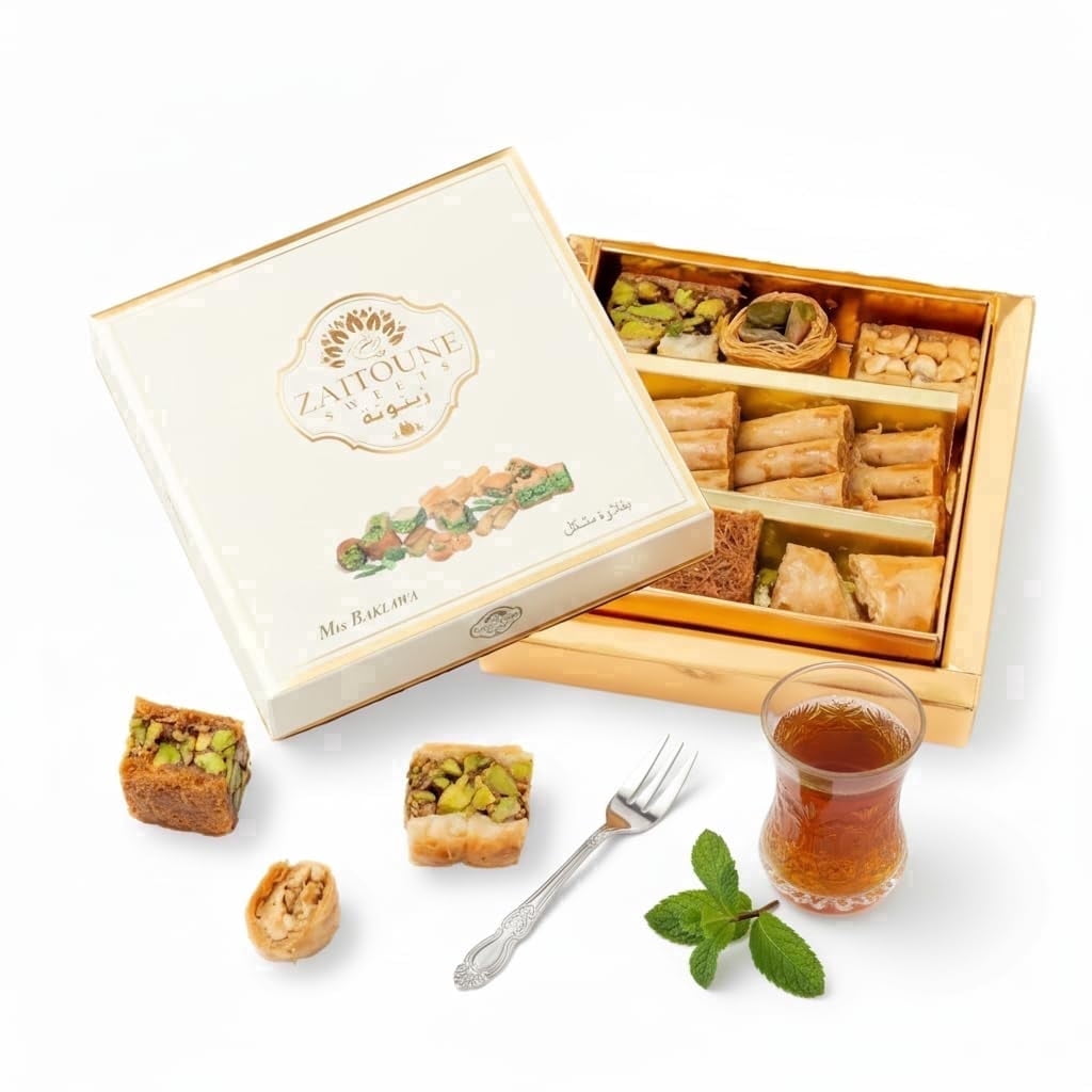 Zaitoune Caja de Regalo de Baklava Mixto de Anacardo y Pistacho, 100g
