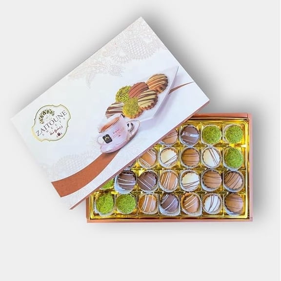 Zaitoune Mixed Chocolate Petit Fours , Arabic Dessert Gift Box, 12 oz