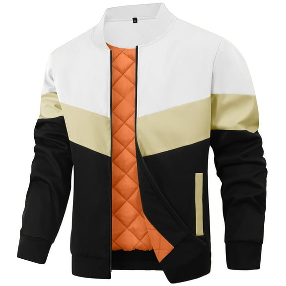 Fexilor Men's Bomber Jacket Casual Zipper Coat with Pockets Winter Windproof Jacket