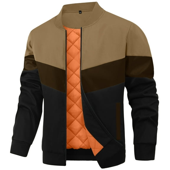 Fexilor Men's Bomber Jacket Casual Zipper Coat with Pockets Winter Windproof Jacket