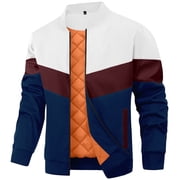 Mens Bomber Jacket Casual Zipper Coat with Pockets Winter Windproof Jacket