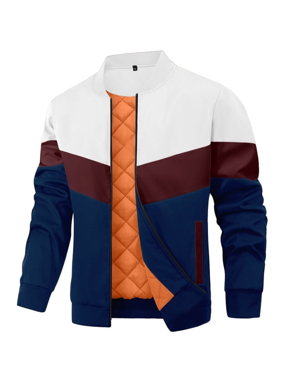 Men's Bomber Jacket Casual Zipper Coat with Pockets Winter Windproof Jacket