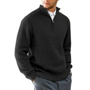 ZAITUN Men's Cable Knit Quarter Zip Pullover Sweater Lightweight Long Sleeve Business Casual Sweaters