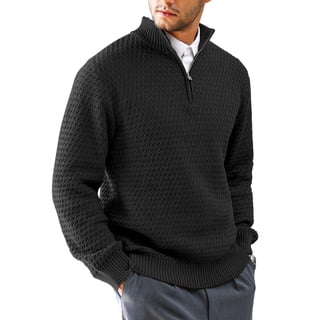 Fexilor Men's Cable Knit Quarter Zip Pullover Sweater Lightweight Long Sleeve Business Casual Sweaters