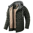 thumbnail image 1 of Men's Flannel Shirt Jacket with Hood Long Sleeve Fleece Coat,Size S, 1 of 9