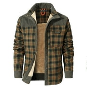 ZAITUN Men's Flannel Jacket Plaid Sherpa Lined Shirt Snap Button Warm Winter Coat with Pockets