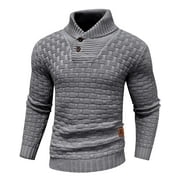 ZAITUN Fexilor Men's Turtleneck Sweater Pullover Stylish Shawl Collar Knit Top for Regular Fit