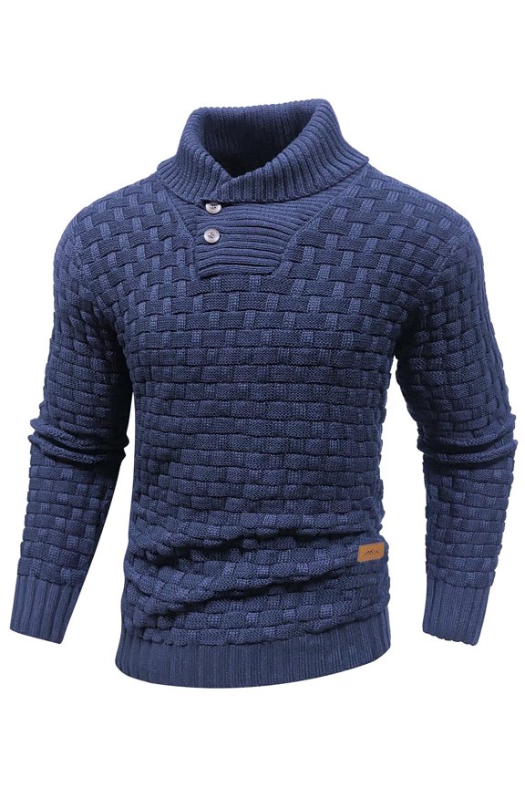 Fexilor Men's Turtleneck Sweater Pullover Stylish Shawl Collar Knit Top for Regular Fit