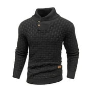 ZAITUN Men's Turtleneck Sweater Pullover Stylish Shawl Collar Knit Top for Regular Fit