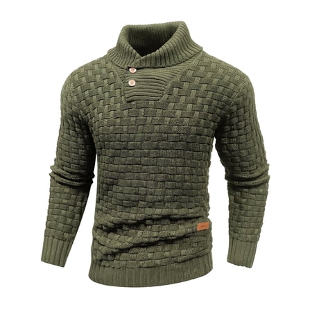 Fexilor Men's Turtleneck Sweater Pullover Stylish Shawl Collar Knit Top for Regular Fit