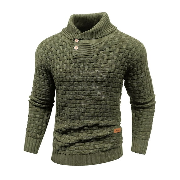 Fexilor Men's Turtleneck Sweater Pullover Stylish Shawl Collar Knit Top for Regular Fit