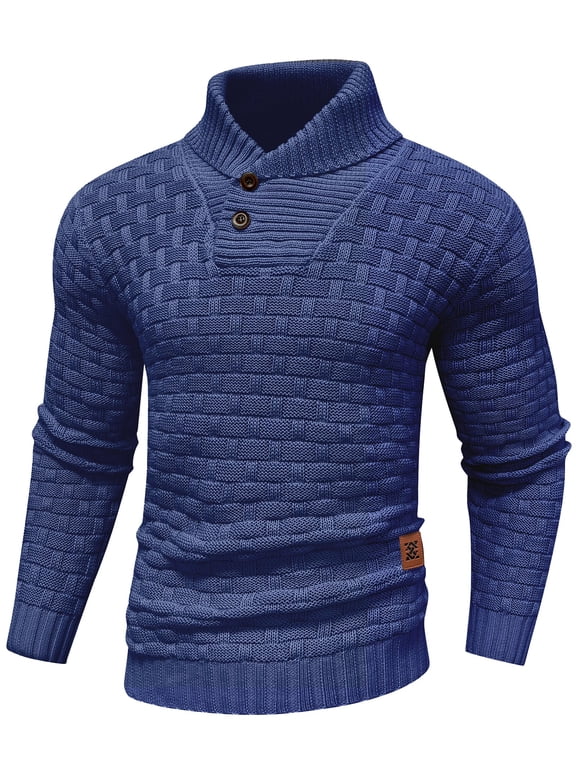 Fexilor Men's Turtleneck Sweater Pullover Stylish Shawl Collar Knit Top for Regular Fit