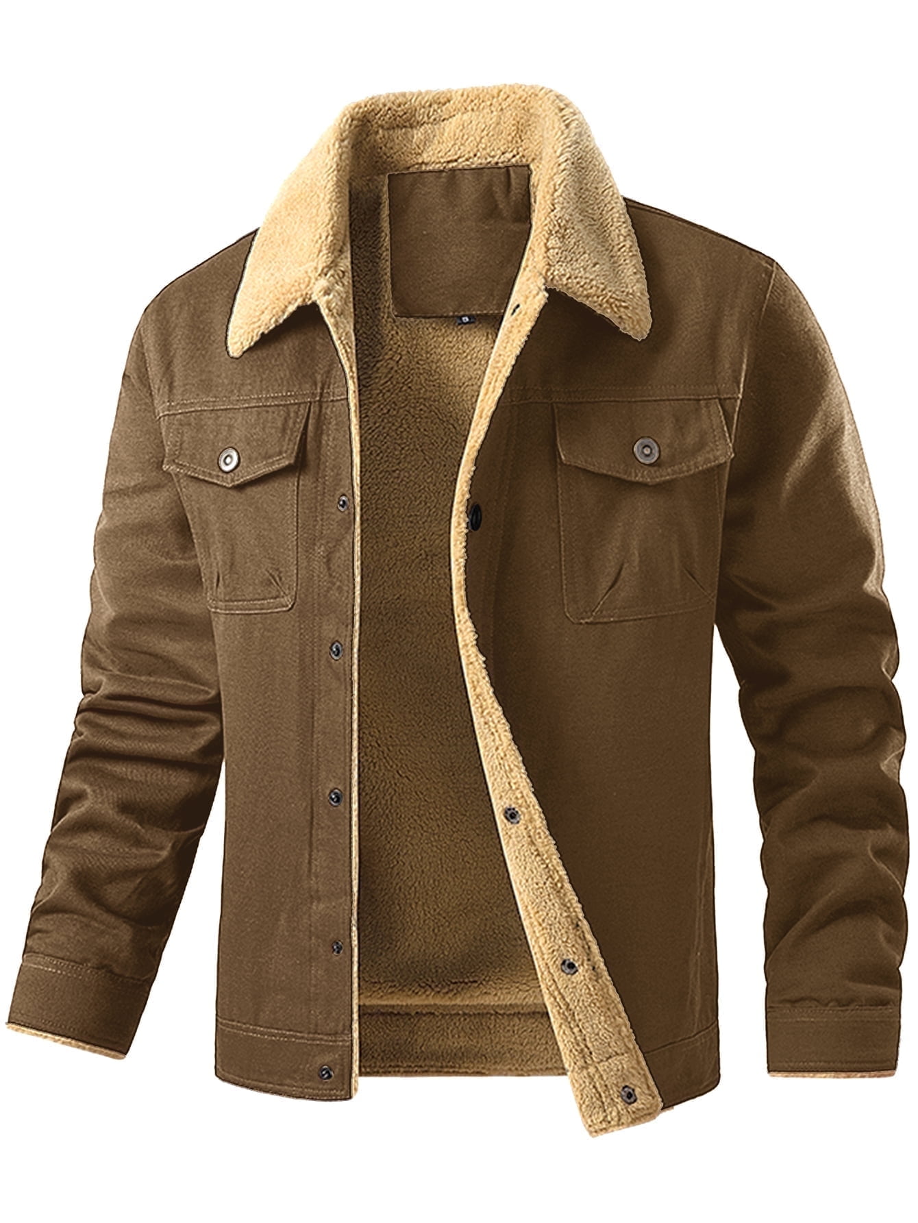 JUUYY Men's Winter Coats Sherpa Lined Jacket Shearling Leather