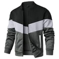 thumbnail image 1 of Fexilor Mens Lightweight Jacket Casual Bomber Jacket Color Block Varsity Coat, 1 of 8