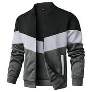 Fexilor Mens Lightweight Jacket Casual Bomber Jacket Color Block Varsity Coat