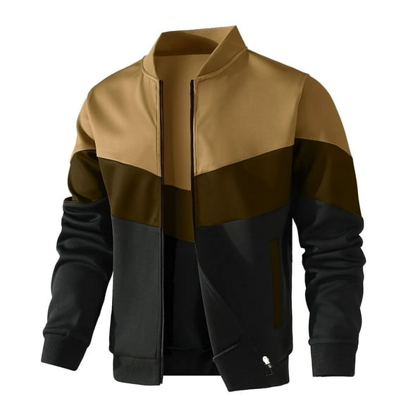 Fexilor Mens Lightweight Jacket Casual Bomber Jacket Color Block Varsity Coat