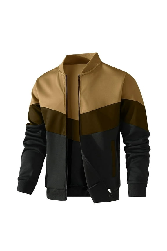 Fexilor Mens Lightweight Jacket Casual Bomber Jacket Color Block Varsity Coat