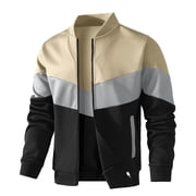 Fexilor Mens Lightweight Jacket Casual Bomber Jacket Color Block Varsity Coat