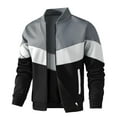 thumbnail image 1 of Fexilor Mens Lightweight Jacket Casual Bomber Jacket Color Block Varsity Coat, 1 of 6