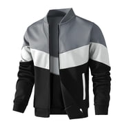 Fexilor Mens Lightweight Jacket Casual Bomber Jacket Color Block Varsity Coat