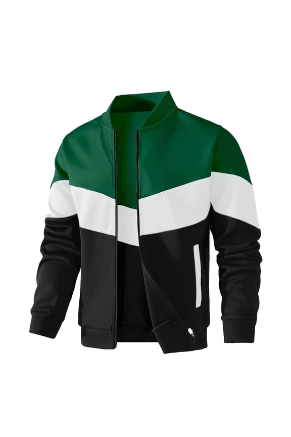 Fexilor Mens Lightweight Jacket Casual Bomber Jacket Color Block Varsity Coat
