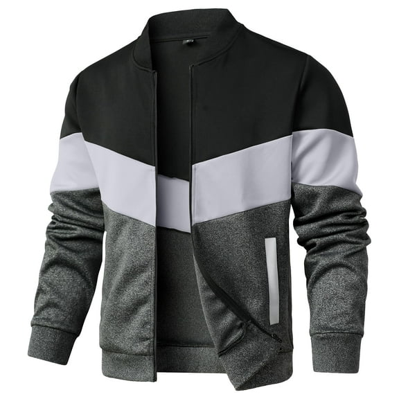 Fexilor Mens Lightweight Jacket Casual Bomber Jacket Color Block Varsity Coat