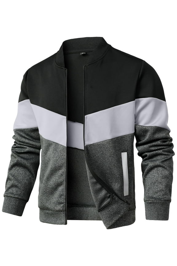 Fexilor Mens Lightweight Jacket Casual Bomber Jacket Color Block Varsity Coat