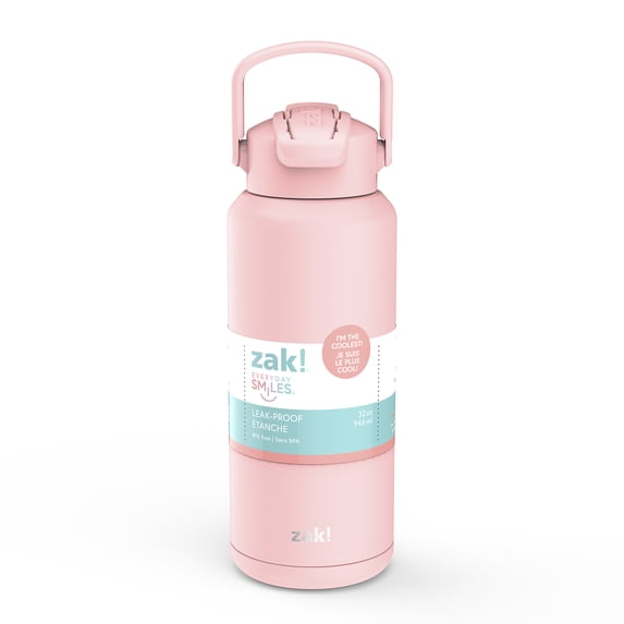 Zak Designs Straw 32 oz Other Solid Print Stainless Steel Water Bottles with Silicone Bumper