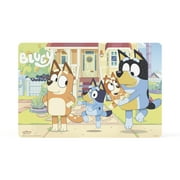 Zak Designs 11.8" x 17.6" Bluey Reusable Kids Plastic Placemat, Bandit, Bluey and Friends