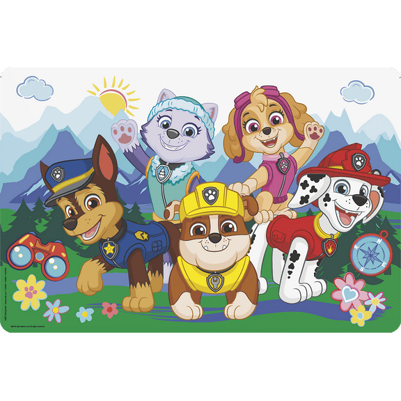 Zak Designs 11.8" x 17.6" Paw Patrol Reusable Kids Plastic Placemat, Everest, Skye and Friends