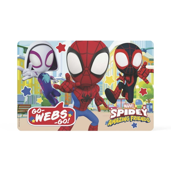 Zak Designs 11.8" x 17.6" Spidey and His Amazing Friends Reusable Kids Plastic Placemat, Spiderman