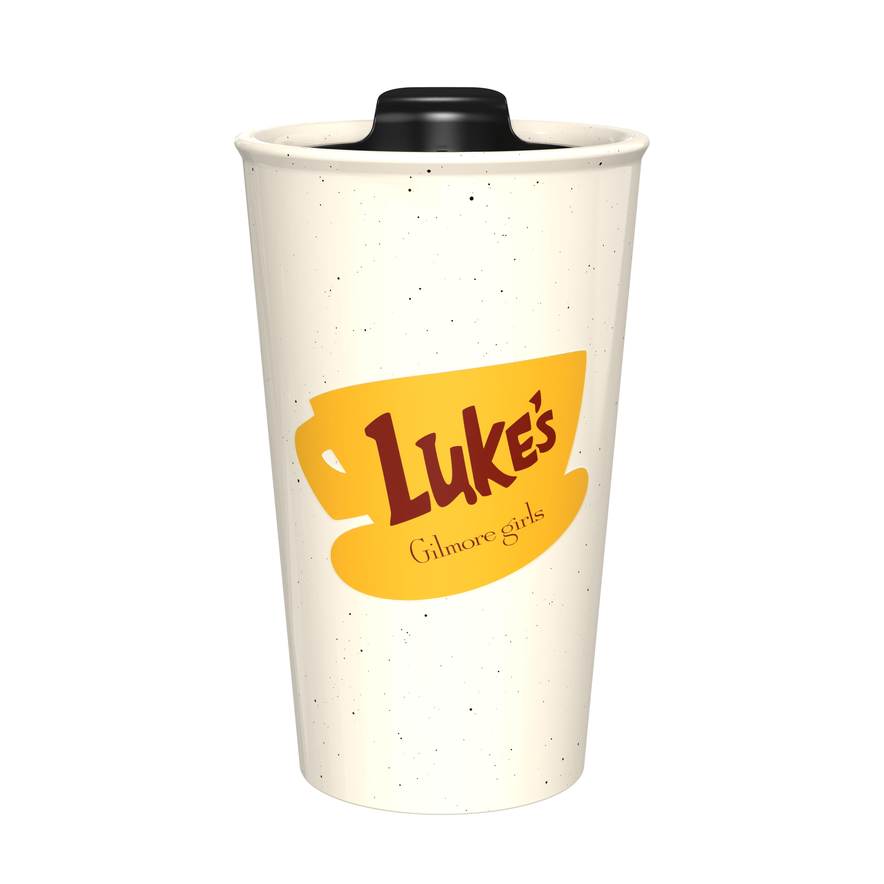 Zak Designs 11oz Gilmore Girls Java Twist Tumbler, Double Wall Ceramic Tumbler with Twisting Lid for Travel