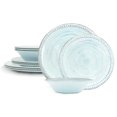 Zak Designs 12 Pieces Dinnerware Set Melamine Plastic Plates and Bowls