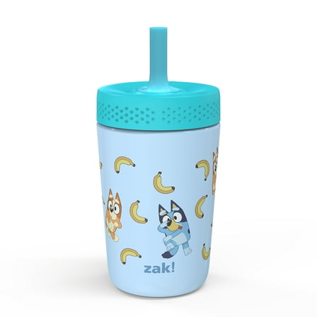 Zak Designs 12oz Bluey Kids Straw Tumbler, Stainless Steel Vacuum Insulated Kincaid Tumbler with Silicone Straw Utilizing Leak-Proof Valve, Travel Straw Tumbler