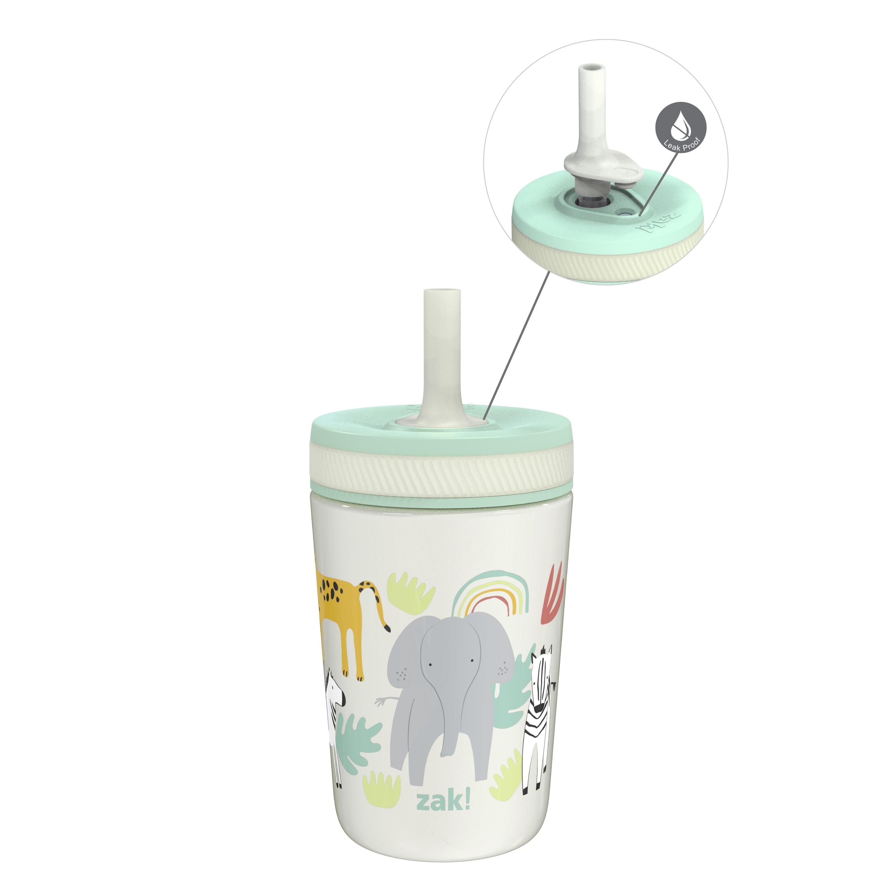 Zak Designs 12oz LeakProof Stainless Steel Sippy Cups for Kids, Perfect for Travel or Home