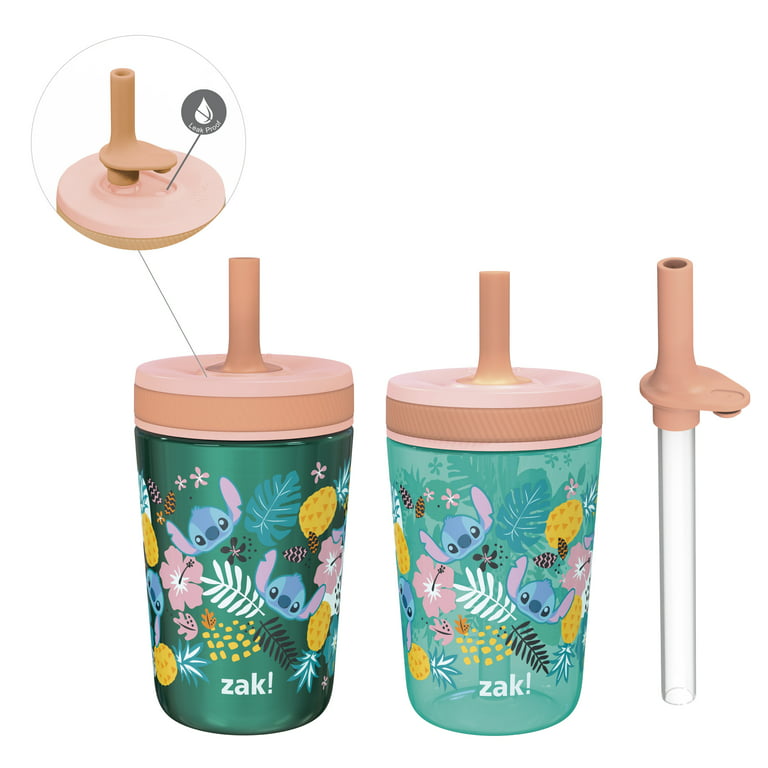 Zak Designs 12oz and 15oz 2-Pack Straw Tumbler Stainless Steel and Plastic  with Additional Straw Leakproof and Perfect for Kids, Spiderman