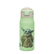 Zak Designs 13.5 oz Mesa Kids Water Bottle Stainless Steel Vacuum Insulated for Cold Drinks Indoor Outdoor, Star Wars the Mandalorian Baby Yoda