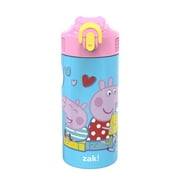 Zak Designs 14 oz Kids Water Bottle Stainless Steel Vacuum Insulated for Cold Drinks Indoor Outdoor Peppa Pig