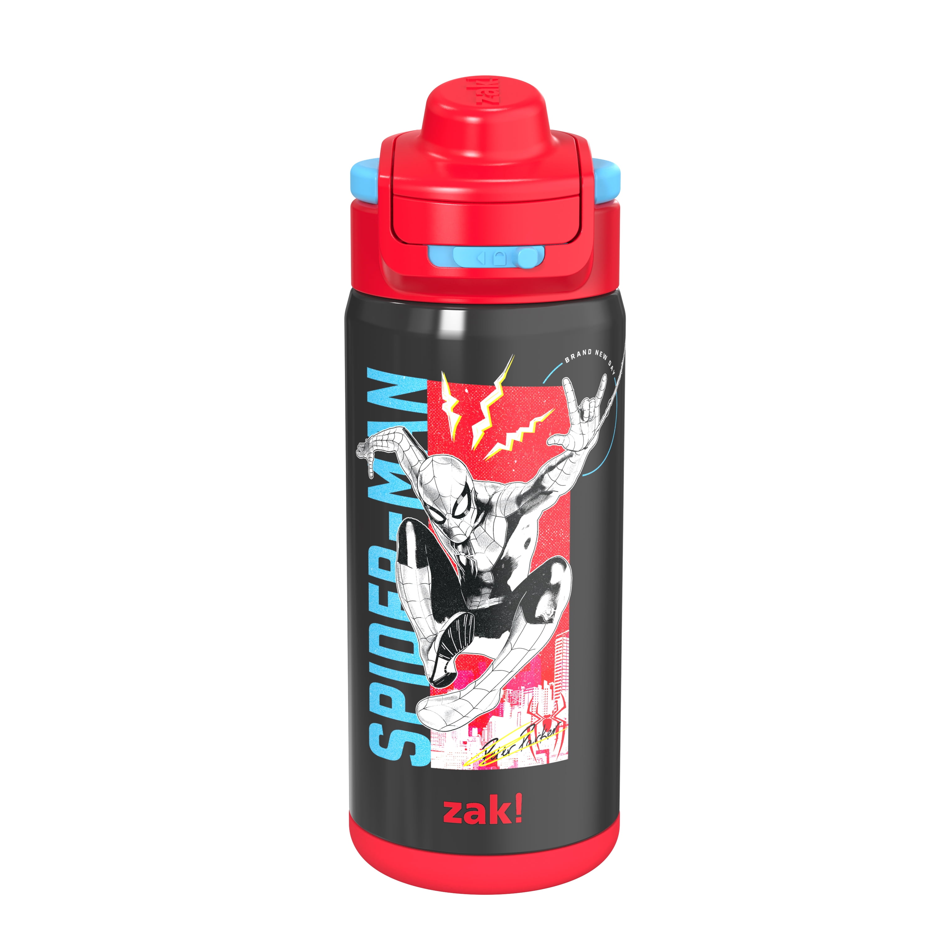 Zak Designs 14oz Spiderman Lincoln Water Bottle - Black