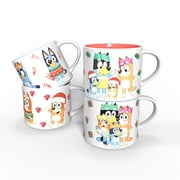 Zak Designs 15oz 4pk Stackable Ceramic Holiday Mugs in Gift Box - Bluey