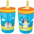 thumbnail image 1 of Zak Designs 15oz Bluey Kelso Travel Straw Tumbler Plastic and Silicone with Leak-Proof Valve for Kids, 2pcs Set, Bluey, 1 of 8