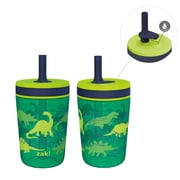 Zak Designs 15oz Kelso Toddler Cups For Travel or At Home, Durable Plastic Sippy Cups With Leak-Proof Design is Perfect For Kids Dino