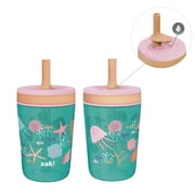 Zak Designs 15oz Kelso Toddler Cups For Travel or At Home, Durable Plastic Sippy Cups With Leak-Proof Design is Perfect For Kids (Shells)