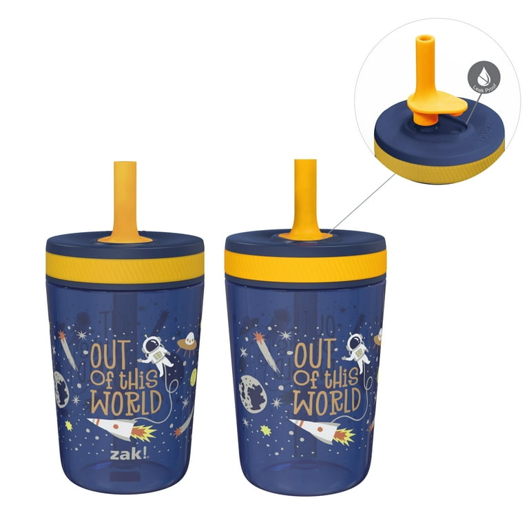 Zak Designs 15oz Space-Themed Toddler Sippy Cups, Durable Plastic