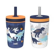Zak Designs 15oz Kelso Toddler Cups For Travel or At Home, Durable Plastic Sippy Cups With Leak-Proof Design is Perfect For Kids DinoRoar, Zaksaurus