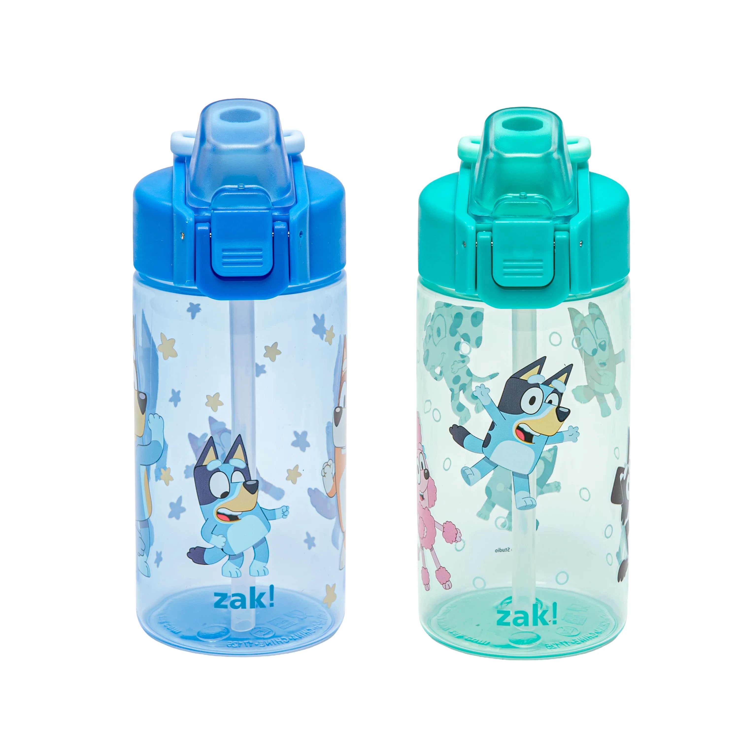 Zak Designs 16oz Bluey Jubilation Durable Plastic Water Bottle, 2pk.