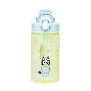 Zak Designs 16oz Bluey Kids Water Bottle For School or Travel, Durable Plastic Water Bottle With Straw, Handle, and Leak-Proof, Pop-Up Spout Cover (Bluey & Bingo)