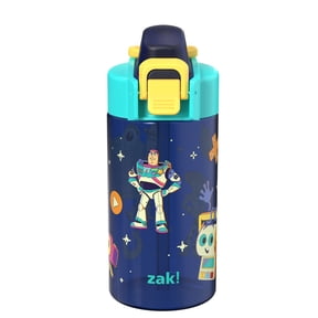Zak Designs 16oz Toy Story Durable Plastic Jubilation Water Bottle with Folding Handle and Push Button, Locking Lid